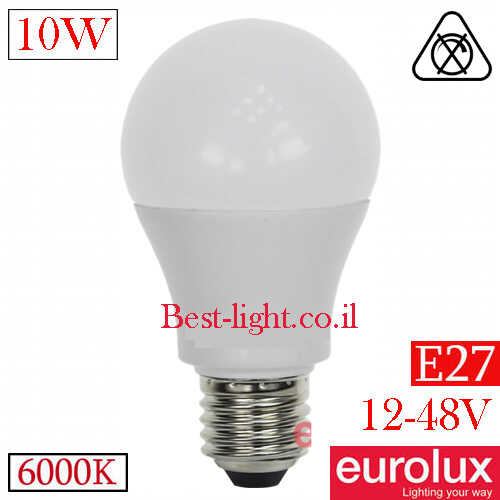 נורת ליבון לד Eurolux E27 12-48V 10W 6000k